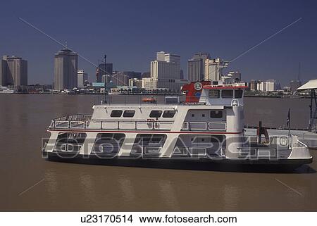 Picture -  New Orleans, LA, Louisiana, Mississippi River, skyline, Canal Street Ferry. Fotosearch