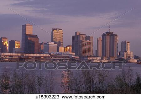 Stock Image -  New Orleans, LA, Louisiana, Mississippi River, skyline. Fotosearch