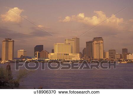 Stock Image -  New Orleans, LA, Louisiana, Mississippi River, skyline. Fotosearch