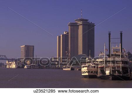 New Orleans, LA, Louisiana, Mississippi River, Excursion boat along the Riverfront View Large Photo Image Stock Photography - New Orleans, LA, Louisiana, Mississippi River, Excursion boat along the Riverfront. Fotosearch