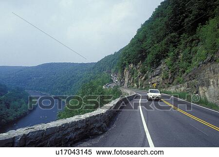 NY, New York, Route 97 winds along the Delaware River at Upper Delaware Scenic & Recreational River View Large Photo Image Stock Photography - NY, New York, Route 97 winds along the Delaware River at Upper Delaware Scenic & Recreational River . Fotosearch