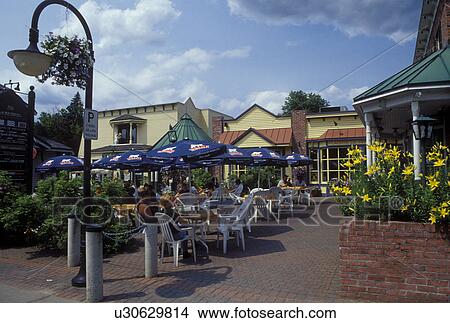 outdoor cafT, Canada, Quebec, Laurentians, Saint-Jovite, Outdoor cafT in downtown Saint-Jovite. View Large Photo Image Picture - outdoor cafT, Canada, Quebec, Laurentians, Saint-Jovite, Outdoor cafT in downtown Saint-Jovite.. Fotosearch