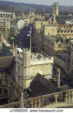 Oxford, England, Great Britain, United Kingdom, Europe, View of High Street and All Souls College from St. Mary the Virgin in downtown Oxford, Britain's oldest university town. View Large Photo Image Picture - Oxford, England, Great Britain, United Kingdom, Europe, View of High Street and All Souls College from St. Mary the Virgin in downtown Oxford, Britain's oldest university town.. Fotosearch