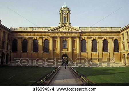 Picture -  Oxford, England, Great Britain, United Kingdom, Europe, The Queen's College in Oxford, Britain's oldest university town.. Fotosearch