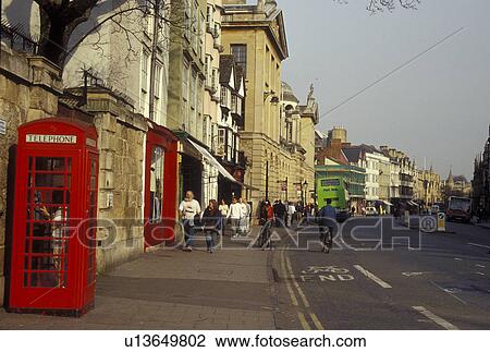 Oxford, England, Great Britain, United Kingdom, Europe, Red telephone booth on High Street in downtown Oxford, Britain's oldest university town. View Large Photo Image Stock Image - Oxford, England, Great Britain, United Kingdom, Europe, Red telephone booth on High Street in downtown Oxford, Britain's oldest university town.. Fotosearch