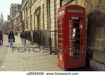 Oxford, England, Great Britain, United Kingdom, Europe, Red telephone booth on High Street in downtown Oxford, Britain's oldest university town. View Large Photo Image Stock Photography - Oxford, England, Great Britain, United Kingdom, Europe, Red telephone booth on High Street in downtown Oxford, Britain's oldest university town.. Fotosearch