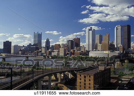 PA, Pittsburgh, Pennsylvania, downtown, skyline, Monongahela River View Large Photo Image Stock Photography - PA, Pittsburgh, Pennsylvania, downtown, skyline, Monongahela River. Fotosearch