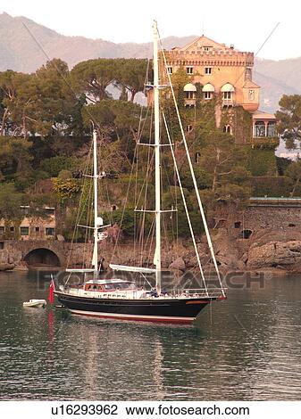 Paraggi, Liguria, Italy, Riviera di Levante, Ligurian Riviera, Europe, Sailboat anchored in the bay at Paraggi on the Ligurian Sea. View Large Photo Image Stock Image - Paraggi, Liguria, Italy, Riviera di Levante, Ligurian Riviera, Europe, Sailboat anchored in the bay at Paraggi on the Ligurian Sea.. Fotosearch