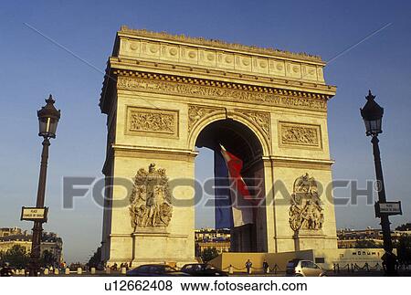 Paris, Ile de France, Arc de Triomphe, France, Europe, The French Flag hangs inside the Arc de Triomphe in Paris at Place Charles de Gaulle Etoile. View Large Photo Image Stock Photo - Paris, Ile de France, Arc de Triomphe, France, Europe, The French Flag hangs inside the Arc de Triomphe in Paris at Place Charles de Gaulle Etoile.. Fotosearch