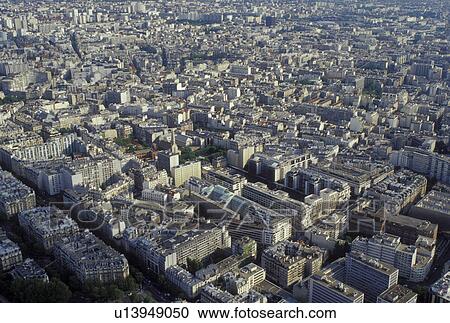 Paris, Ile de France, France, Europe, Aerial view of the city of Paris looking South from the Eiffel Tower. View Large Photo Image Stock Image - Paris, Ile de France, France, Europe, Aerial view of the city of Paris looking South from the Eiffel Tower.. Fotosearch