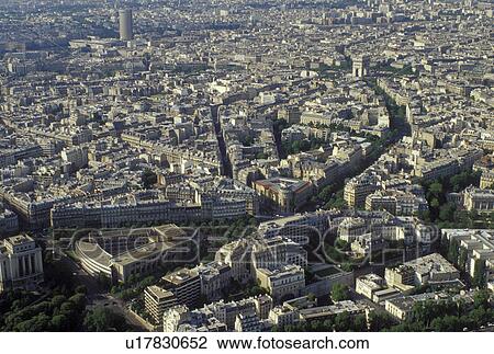 Paris, Ile de France, France, Europe, Aerial view of the city of Paris looking North from the Eiffel Tower. View Large Photo Image Stock Image - Paris, Ile de France, France, Europe, Aerial view of the city of Paris looking North from the Eiffel Tower.. Fotosearch