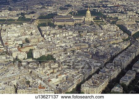 Paris, Ile de France, France, Europe, Aerial view of the city of Paris looking East from the Eiffel Tower. View Large Photo Image Stock Photo - Paris, Ile de France, France, Europe, Aerial view of the city of Paris looking East from the Eiffel Tower.. Fotosearch