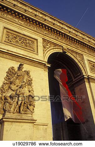 Paris, Ile de France, France, Europe, The French Flag hangs inside the Arc de Triomphe in Paris at Place Charles de Gaulle Etoile. View Large Photo Image Stock Photograph - Paris, Ile de France, France, Europe, The French Flag hangs inside the Arc de Triomphe in Paris at Place Charles de Gaulle Etoile.. Fotosearch