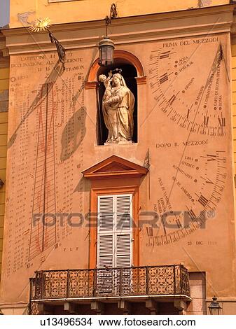Parma, Emilia-Romagna, Italy, Europe, Giant sundial in the Piazza Garibaldi in the city of Parma. View Large Photo Image Picture - Parma, Emilia-Romagna, Italy, Europe, Giant sundial in the Piazza Garibaldi in the city of Parma.. Fotosearch