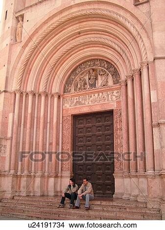 Parma, Emilia-Romagna, Italy, Europe, The ornate entrance to the pink marble Baptistry in the city of Parma. View Large Photo Image Picture - Parma, Emilia-Romagna, Italy, Europe, The ornate entrance to the pink marble Baptistry in the city of Parma.. Fotosearch