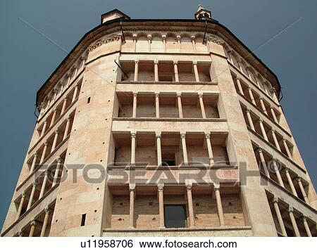 Stock Photograph -  Parma, Emilia-Romagna, Italy, Europe, The pink marble Baptistry in the city of Parma.. Fotosearch