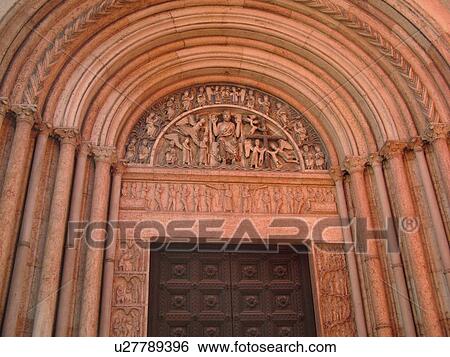 Parma, Emilia-Romagna, Italy, Europe, The ornate entrance to the pink marble Baptistry in the city of Parma. View Large Photo Image Stock Photograph - Parma, Emilia-Romagna, Italy, Europe, The ornate entrance to the pink marble Baptistry in the city of Parma.. Fotosearch