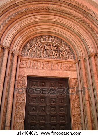 Parma, Emilia-Romagna, Italy, Europe, The ornate entrance to the pink marble Baptistry in the city of Parma. View Large Photo Image Stock Photography - Parma, Emilia-Romagna, Italy, Europe, The ornate entrance to the pink marble Baptistry in the city of Parma.. Fotosearch