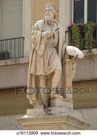 Stock Photo -  Parma, Italy, Emilia-Romagna, Europe, Statue of Artist Francesco Parmigianino in the city of Parma.. Fotosearch
