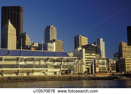 Pennsylvania, Pittsburgh, PA, Convention Center, downtown, skyline, Allegheny River View Large Photo Image Stock Photo - Pennsylvania, Pittsburgh, PA, Convention Center, downtown, skyline, Allegheny River. Fotosearch