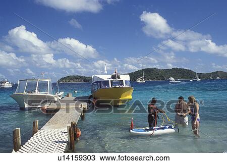 Stock Image -  Peter Island, British Virgin Islands, Caribbean, BVI, Snuba Lessons on Peter Island on the Caribbean Sea.. Fotosearch