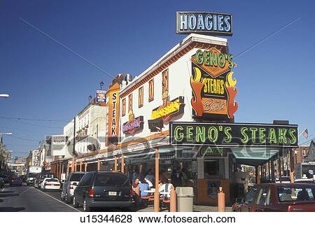 Philadelphia, PA, Pennsylvania, South Philadelphia, Geno's Steaks, Philly's cheese steaks, hoagies, restaurant View Large Photo Image Stock Photo - Philadelphia, PA, Pennsylvania, South Philadelphia, Geno's Steaks, Philly's cheese steaks, hoagies, restaurant. Fotosearch