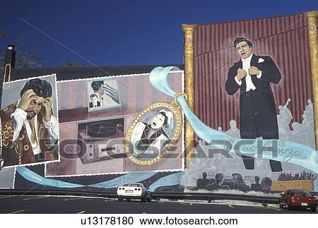Stock Image -  Philadelphia, PA, Pennsylvania, wall mural of Mario Lanza, South Philadelphia. Fotosearch