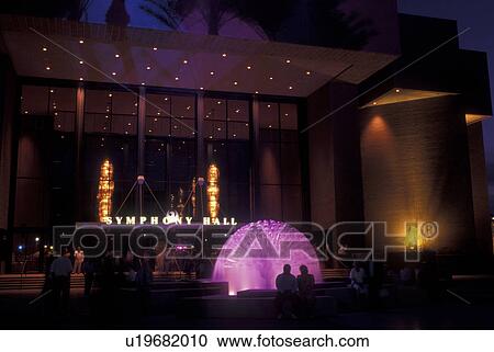 Phoenix, AZ, Arizona, downtown, Symphony Hall, Home of the Phoenix Symphony, fountain, evening View Large Photo Image Stock Image - Phoenix, AZ, Arizona, downtown, Symphony Hall, Home of the Phoenix Symphony, fountain, evening. Fotosearch