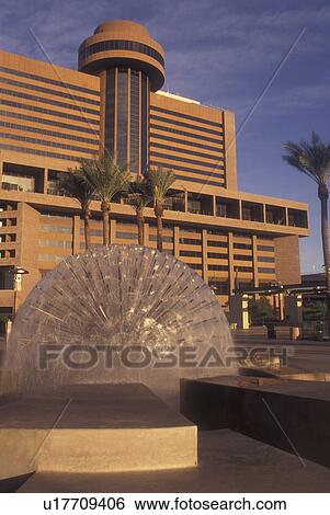 Phoenix, AZ, Arizona, downtown, Fountain at Symphony Hall & Hyatt Regency View Large Photo Image Stock Photograph - Phoenix, AZ, Arizona, downtown, Fountain at Symphony Hall & Hyatt Regency. Fotosearch