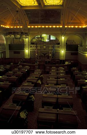 Stock Photo -  Pierre, SD, South Dakota, State Capitol, State House, The House of Representatives inside the South Dakota State Capitol Building. Fotosearch