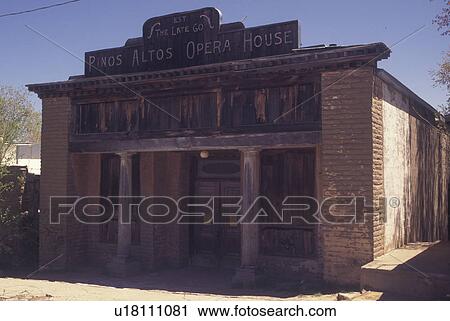 Stock Image -  Pinos Altos, NM, New Mexico, Historic District, Opera House. Fotosearch
