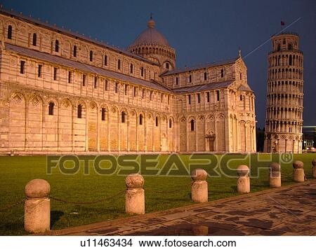 Pisa, Italy, Tuscany, Toscana, Europe, The Cathedral and Leaning Tower (Torre Pendente) in Campo dei Miracoli (Field of Miracles) in the evening in the city of Pisa. View Large Photo Image Picture - Pisa, Italy, Tuscany, Toscana, Europe, The Cathedral and Leaning Tower (Torre Pendente) in Campo dei Miracoli (Field of Miracles) in the evening in the city of Pisa.. Fotosearch