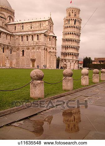 Stock Photo -  Pisa, Italy, Tuscany, Toscana, Europe, Leaning Tower of Pisa (Torre Pendente) and the Cathedral in Campo dei Miracoli (Field of Miracles) in the city of Pisa.. Fotosearch
