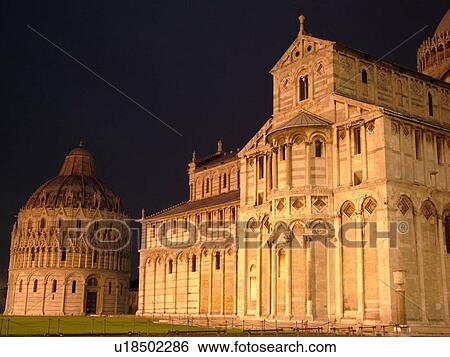 Pisa, Tuscany, Italy, Toscana, Europe, The Cathedral and The Baptistery in Campo dei Miracoli (Field of Miracles) in the evening in the city of Pisa. View Large Photo Image Stock Photograph - Pisa, Tuscany, Italy, Toscana, Europe, The Cathedral and The Baptistery in Campo dei Miracoli (Field of Miracles) in the evening in the city of Pisa.. Fotosearch
