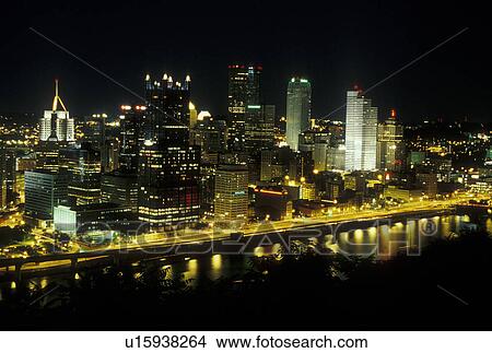 Pittsburgh, PA, Pennsylvania, downtown, skyline, Monongahela River, evening View Large Photo Image Picture - Pittsburgh, PA, Pennsylvania, downtown, skyline, Monongahela River, evening. Fotosearch