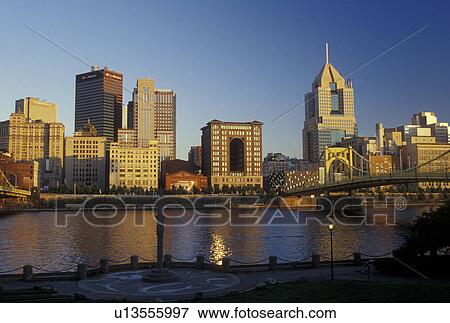 Stock Photo -  Pittsburgh, PA, Pennsylvania, downtown, skyline, Allegheny River. Fotosearch