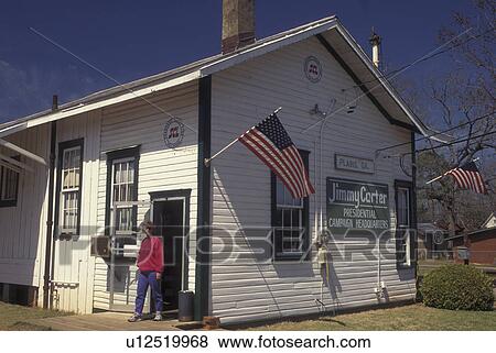 Stock Photo -  Plains, GA, Georgia, Jimmy Carter National Historic Site, Presidential Campaign Headquarters. Fotosearch