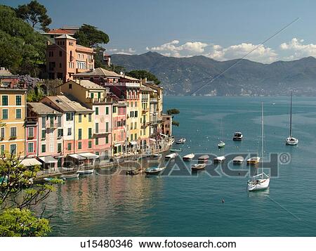 Portofino, Italy, Liguria, Riviera di Levante, Ligurian Riviera, Europe, The village of Portofino along the Ligurian Coast. View Large Photo Image Stock Photograph - Portofino, Italy, Liguria, Riviera di Levante, Ligurian Riviera, Europe, The village of Portofino along the Ligurian Coast.. Fotosearch
