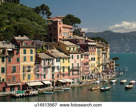 Portofino, Italy, Riviera di Levante, Liguria, Ligurian Riviera, Europe, Scenic view of the village of Portofino along the Ligurian Coast. View Large Photo Image Stock Photo - Portofino, Italy, Riviera di Levante, Liguria, Ligurian Riviera, Europe, Scenic view of the village of Portofino along the Ligurian Coast.. Fotosearch