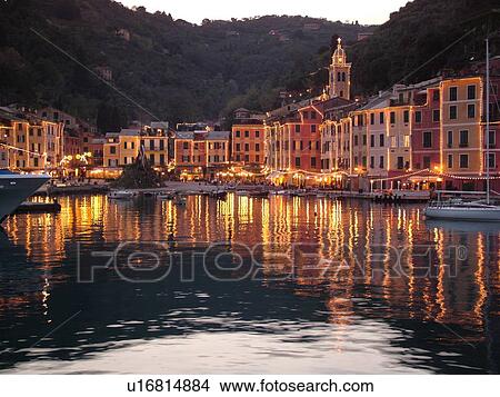 Portofino, Liguria, Italy, Riviera di Levante, Ligurian Riviera, Europe, The harbor of the resort town of Portofino in the evening along the Ligurian Sea. View Large Photo Image Picture - Portofino, Liguria, Italy, Riviera di Levante, Ligurian Riviera, Europe, The harbor of the resort town of Portofino in the evening along the Ligurian Sea.. Fotosearch