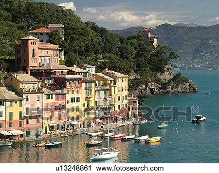 Portofino, Liguria, Italy, Riviera di Levante, Ligurian Riviera, Europe, Scenic view of the village of Portofino along the Ligurian Coast. View Large Photo Image Stock Image - Portofino, Liguria, Italy, Riviera di Levante, Ligurian Riviera, Europe, Scenic view of the village of Portofino along the Ligurian Coast.. Fotosearch