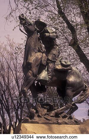Picture -  Prescott, AZ, Arizona, Bucky O'Neill Monument on Courthouse Plaza, Roughrider Memorial Monument. Fotosearch