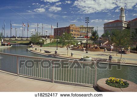 Stock Photo -  Pueblo, CO, Colorado, Historic Arkansas Riverwalk of Pueblo, Arkansas River. Fotosearch
