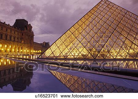 pyramid, Musee du Louvre, The Louvre, Paris, Ile de France, France, Europe, The glass pyramid marks the entrance to the Musee du Louvre (Louvre Museum) in Paris in the evening. View Large Photo Image Stock Image - pyramid, Musee du Louvre, The Louvre, Paris, Ile de France, France, Europe, The glass pyramid marks the entrance to the Musee du Louvre (Louvre Museum) in Paris in the evening. . Fotosearch