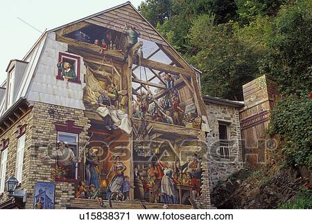 Quebec City, Canada, Quebec, La fresque du Petit-Champlain in Vieux Quebec (Old Quebec). View Large Photo Image Stock Image - Quebec City, Canada, Quebec, La fresque du Petit-Champlain in Vieux Quebec (Old Quebec).. Fotosearch