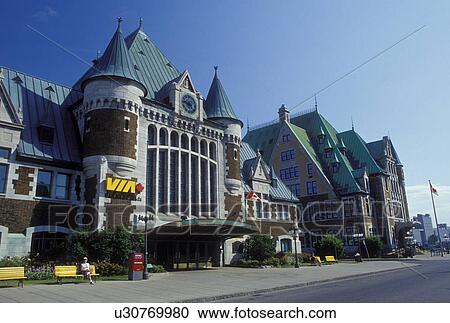 Stock Image -  Quebec City, Canada, Quebec, Palais Train Station in Quebec City.. Fotosearch