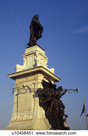 Quebec City, Canada, Quebec, Samuel de Champlain Monument (Monument Champlain) along Terrasse Dufferin (Dufferin Terrace) in Vieux Quebec (Old Quebec). View Large Photo Image Stock Image - Quebec City, Canada, Quebec, Samuel de Champlain Monument (Monument Champlain) along Terrasse Dufferin (Dufferin Terrace) in Vieux Quebec (Old Quebec).. Fotosearch