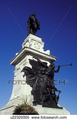 Quebec City, Canada, Quebec, Samuel de Champlain Monument (Monument Champlain) along Terrasse Dufferin (Dufferin Terrace) in Vieux Quebec (Old Quebec). View Large Photo Image Stock Photography - Quebec City, Canada, Quebec, Samuel de Champlain Monument (Monument Champlain) along Terrasse Dufferin (Dufferin Terrace) in Vieux Quebec (Old Quebec).. Fotosearch