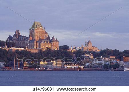 Quebec City, Canada, Quebec, Scenic view of Old Quebec (Vieux Quebec) and the Chateau Frontenac along the St. Lawrence River (Fleuve Saint-Laurent) from Levis. View Large Photo Image Stock Image - Quebec City, Canada, Quebec, Scenic view of Old Quebec (Vieux Quebec) and the Chateau Frontenac along the St. Lawrence River (Fleuve Saint-Laurent) from Levis.. Fotosearch