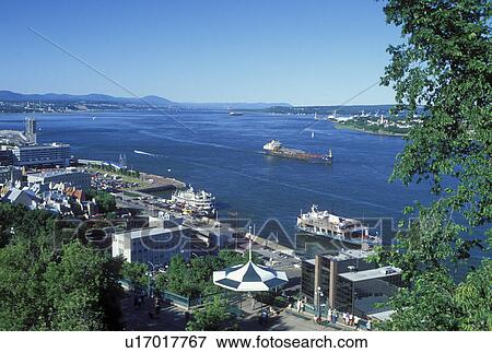 Quebec City, Canada, Quebec, View of Vieux Port (Old Port) on the St. Lawrence River (Fleuve Saint-Laurent) in Quebec City. View Large Photo Image Stock Photo - Quebec City, Canada, Quebec, View of Vieux Port (Old Port) on the St. Lawrence River (Fleuve Saint-Laurent) in Quebec City.. Fotosearch
